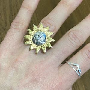 Silver and gold sun ring